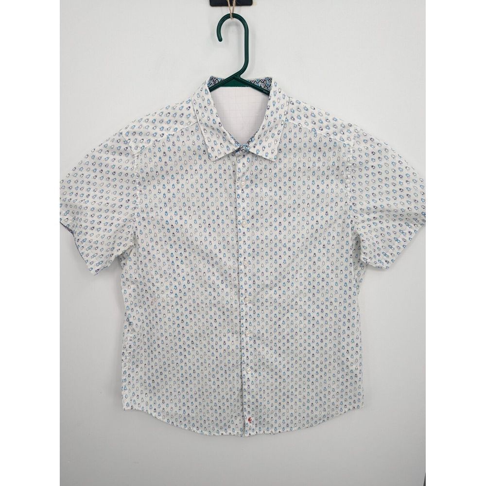 Robert Graham Men's Classic Fit White Shirt Sleeve Button Up Shirt, Size XL